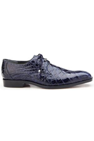 Lago Navy American Alligator Laced Dress Shoe