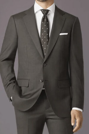 Paolo Cellini Espresso Brown Sharkskin Luxury Tailored Suit