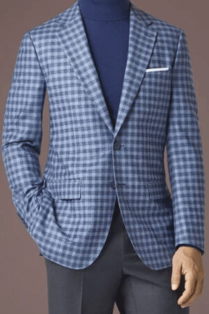 Paolo Cellini Blue Check Luxury Soft Coat