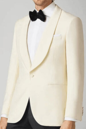 Paolo Cellini Ivory & Black Luxury Peak Lapel Dinner Jacket