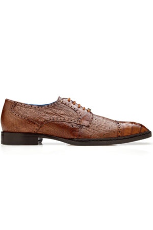 Martino Walnut Caiman and Ostrich Leather Dress Shoe