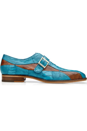 Marte Blue Genuine Ostrich Leather Dress Shoe